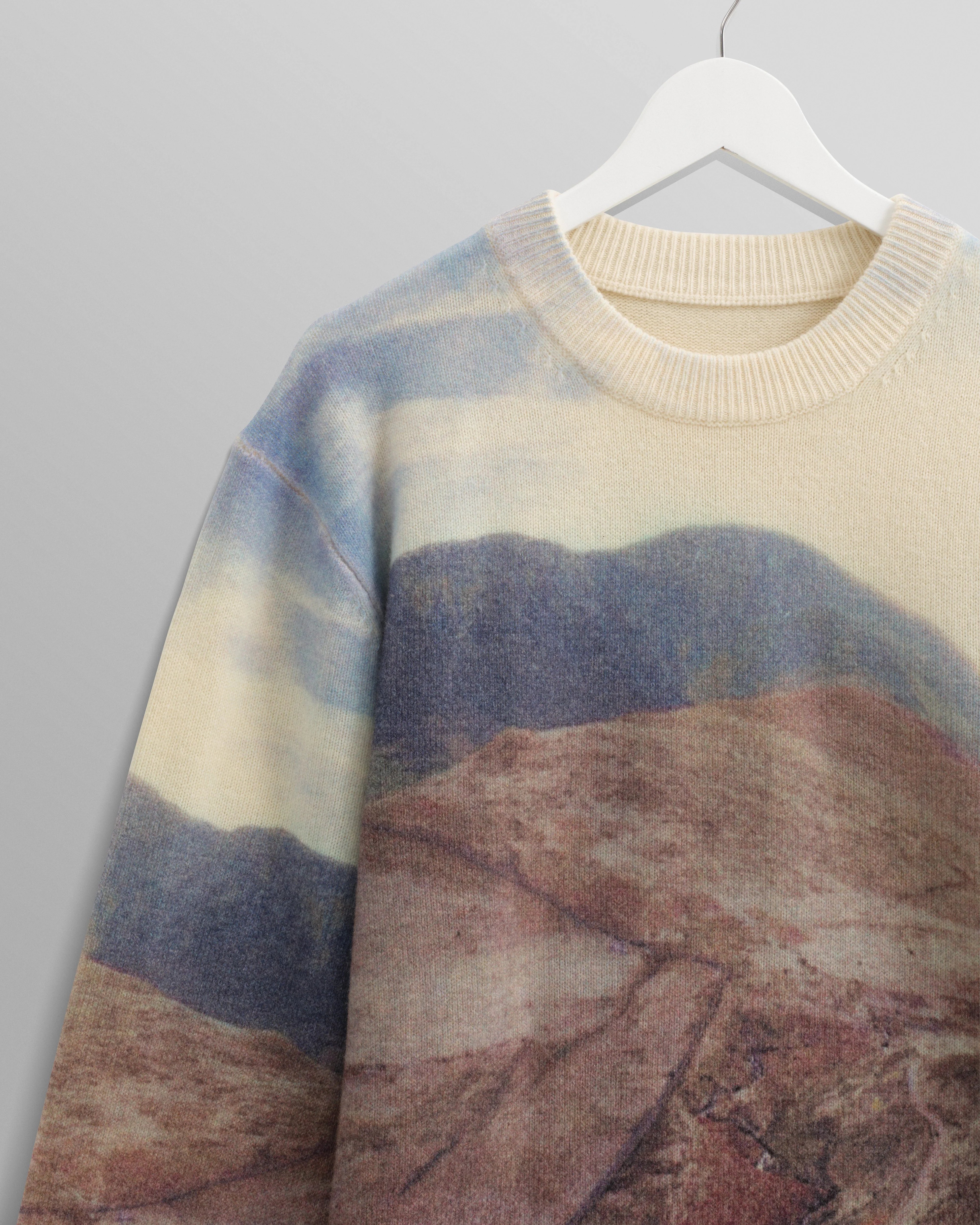 Wilde - Natural Landscape Print Wool Jumper - Image 9