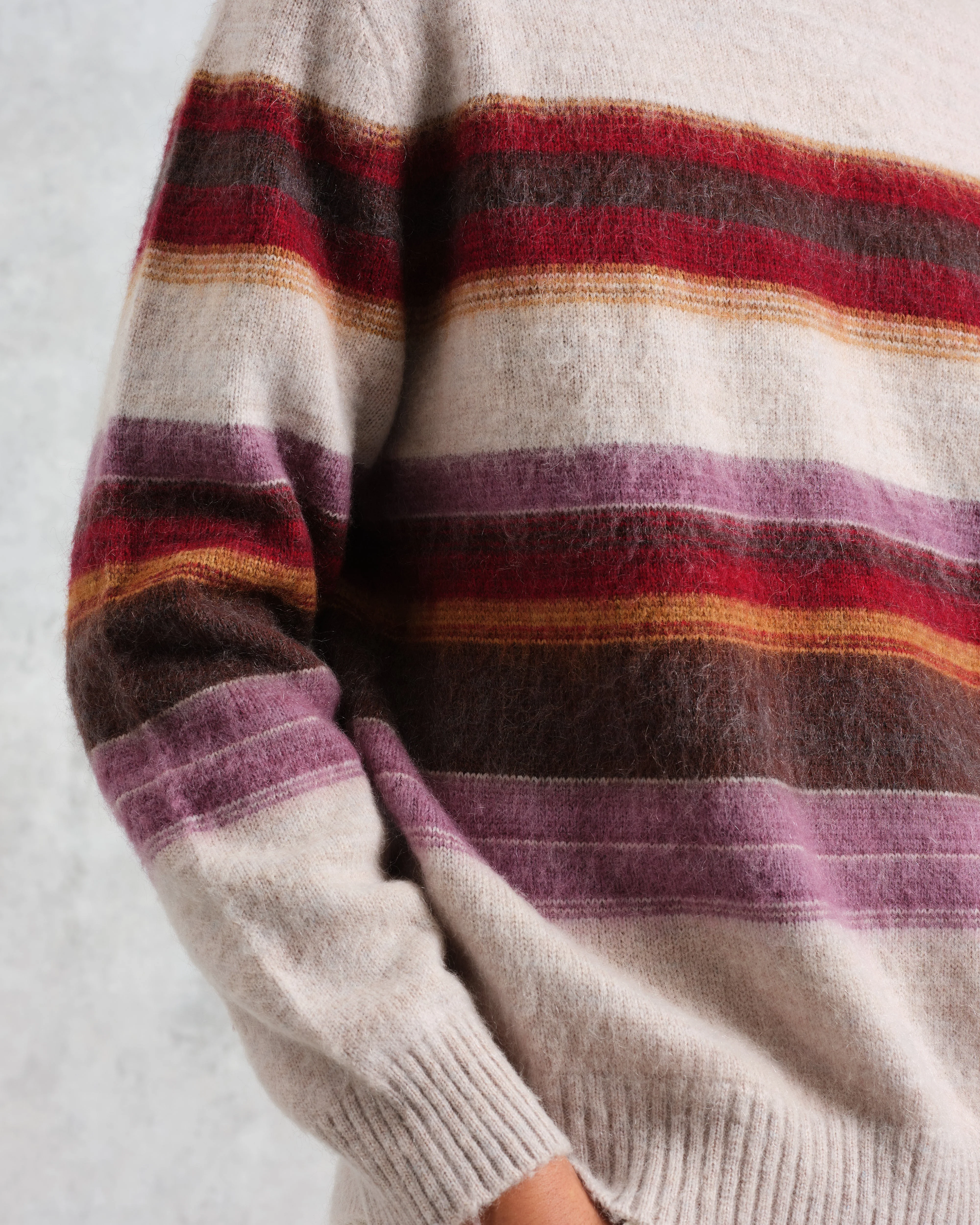 Wilde - Oatmeal Brush Stripe Wool Jumper - Image 3