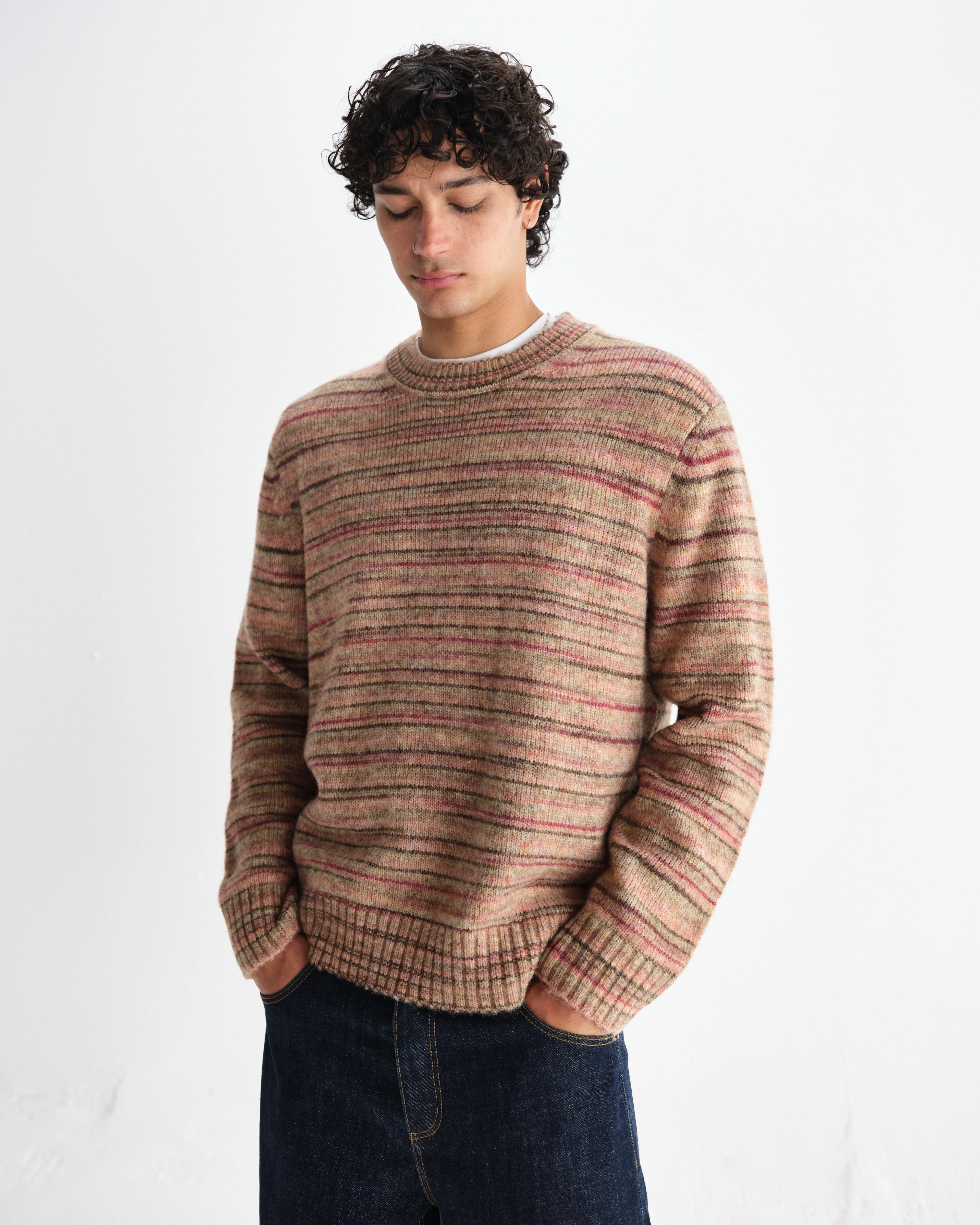 Wilde - Pink And Brown Space Dye Wool Crewneck - Image 2
