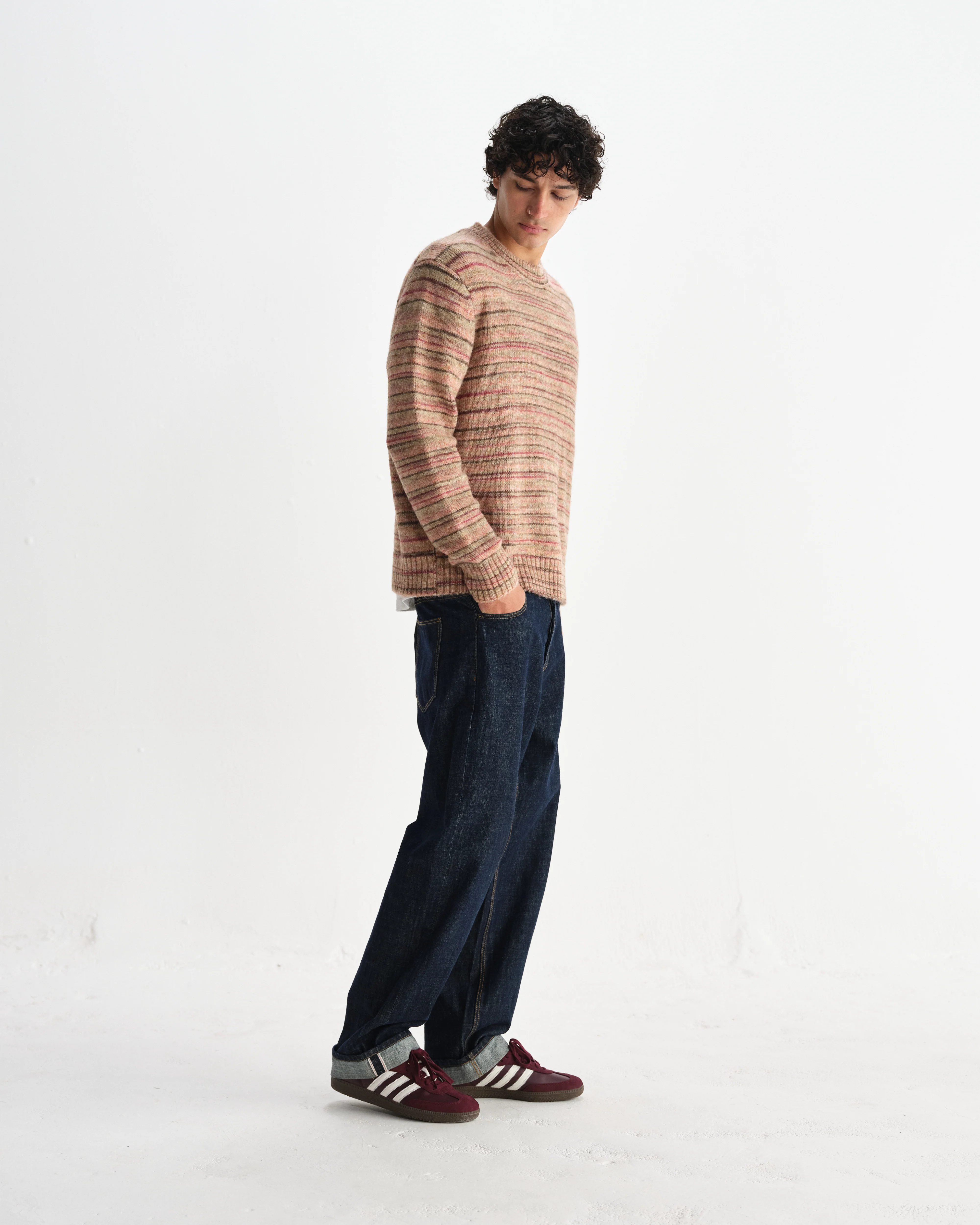 Wilde - Pink And Brown Space Dye Wool Crewneck - Image 5